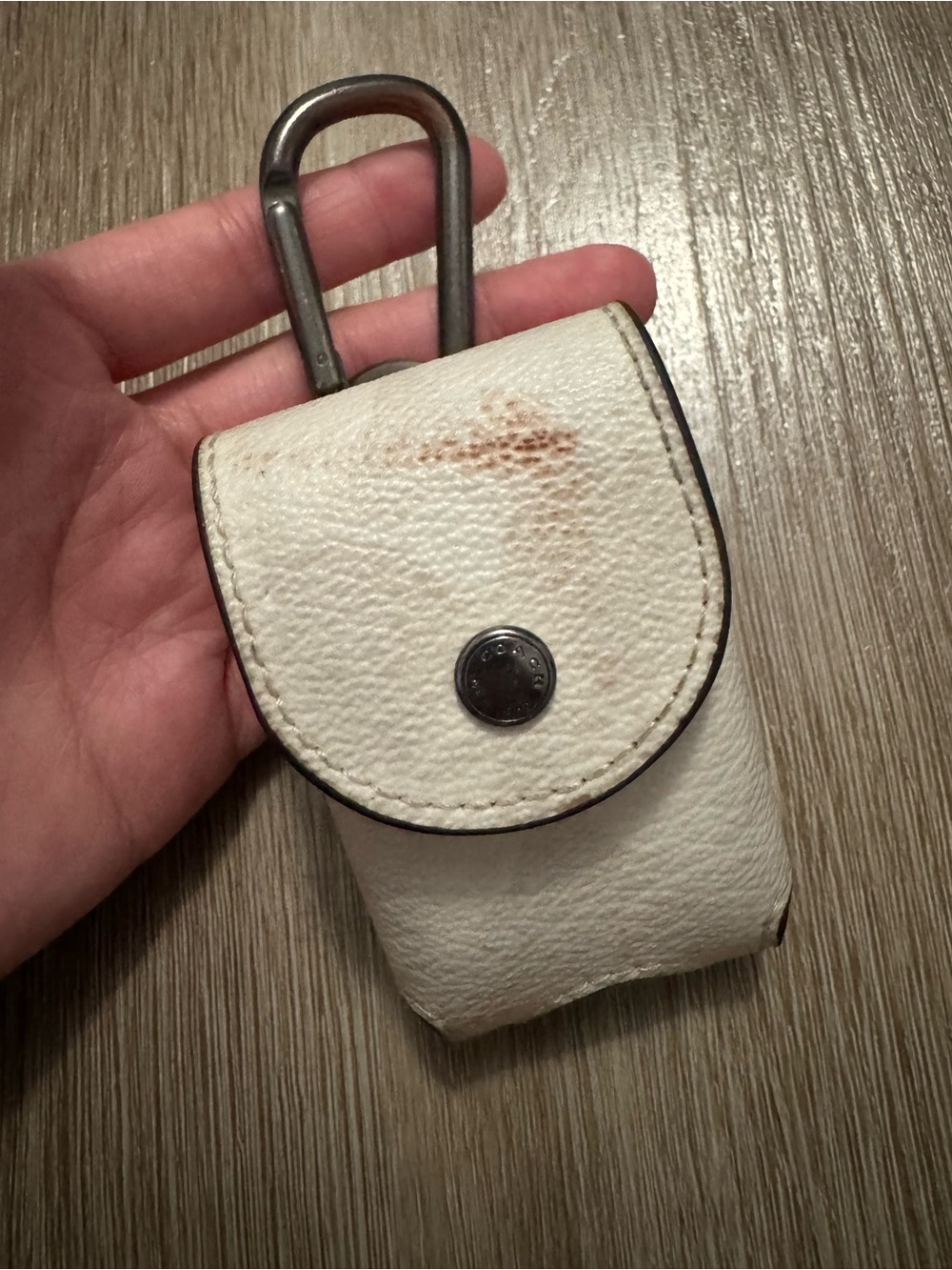 Coach White Leather Key Fob Pouch with Clip